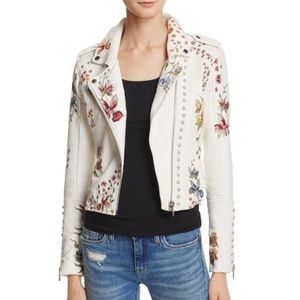 BLANK NYC white leather embroidered jacket